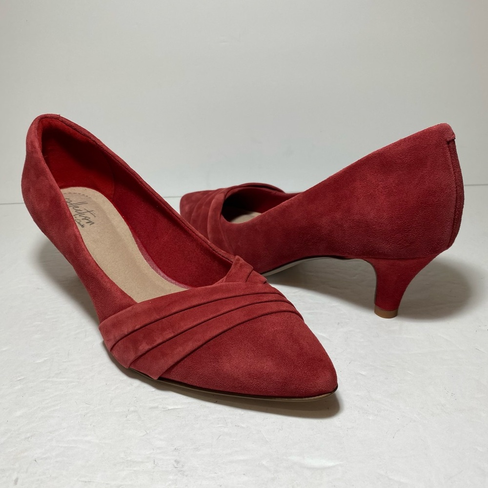 Collections by Clarks Linvale Grand Red Suede Pump Pointed Elegant Womens Sz 8.5